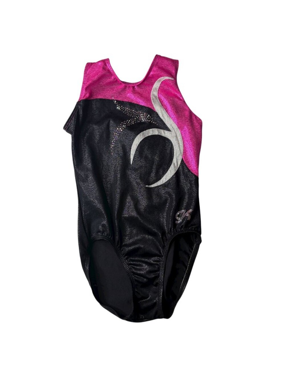 GK Leotard Gymnastics Dance Pink Black Metallic with bling Size CL